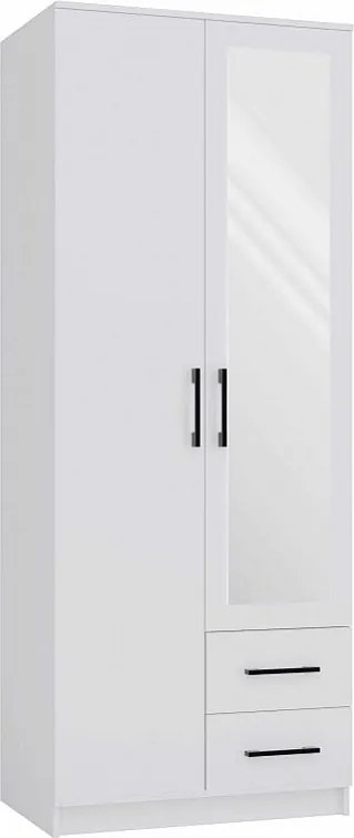 Szafa Romana 80 | Biała | 80x54x205 cm| Szafa z Lustrem