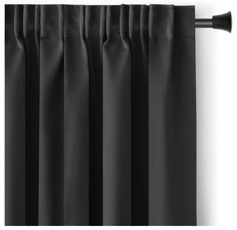 Czarna zaciemniająca zasłona termiczna 140x270 cm Pleat – Restilo