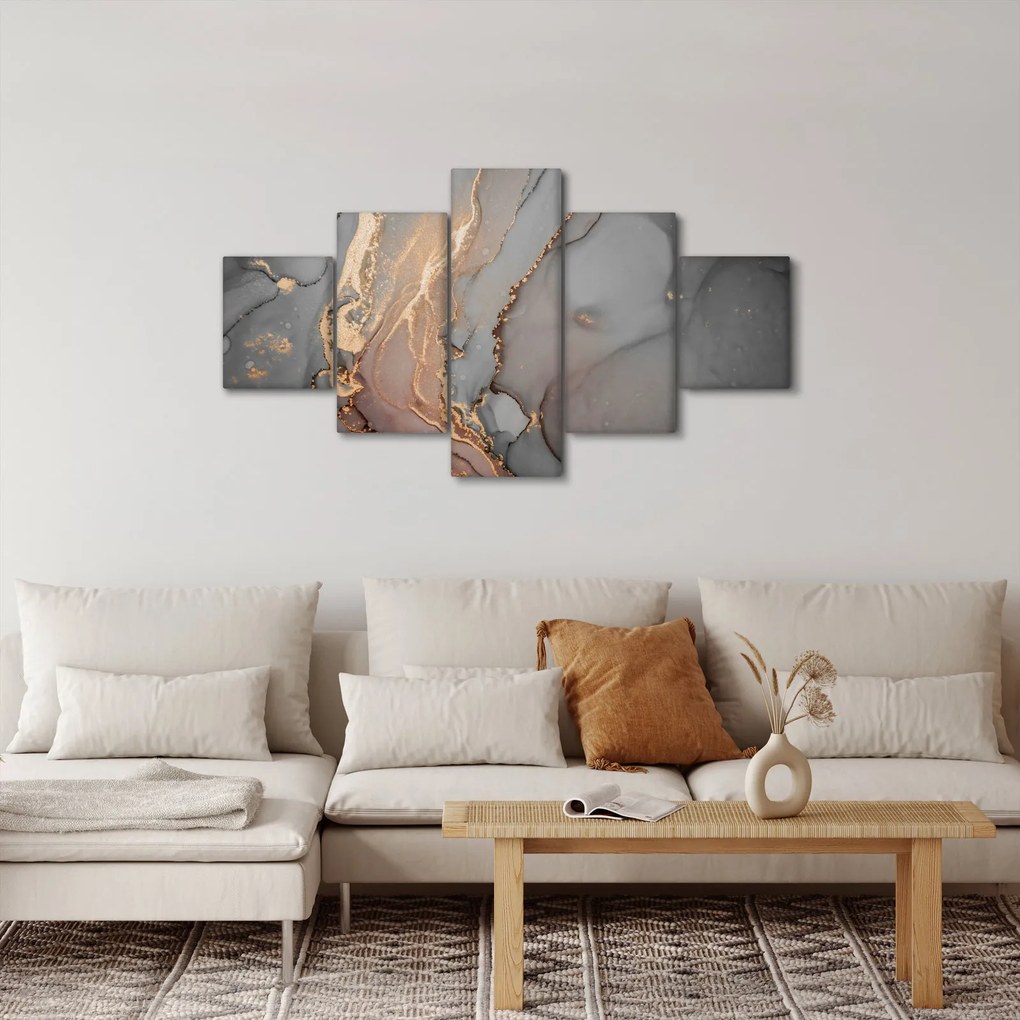 Obraz - Szaro - złoty marmur (125x70 cm)