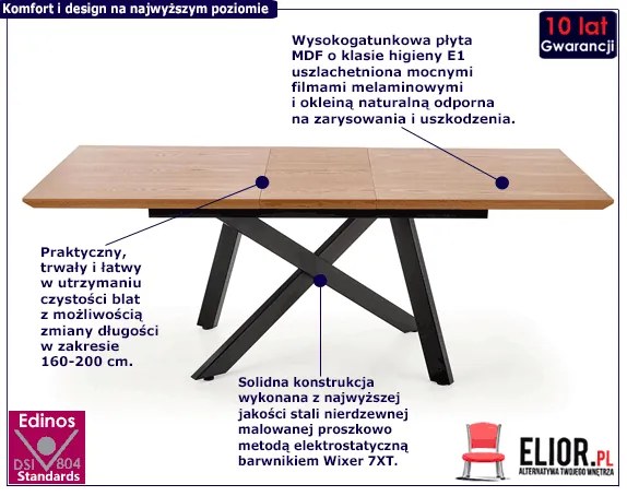 Rozkładany stół loftowy Franklin 2X - dąb naturalny