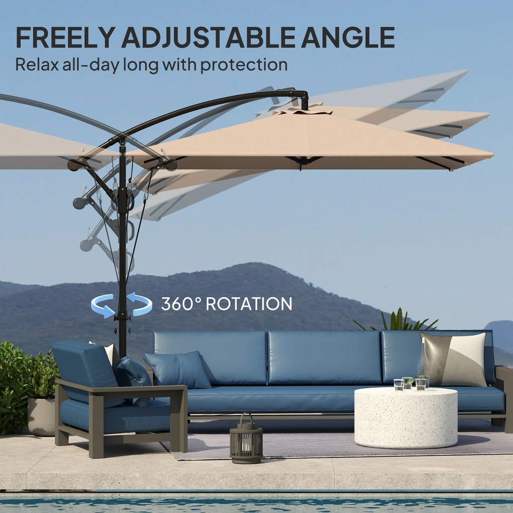 Outsunny Parasol ogrodowy Ø260 cm wodoodporny z ochroną UV 50 khaki do ogrodu i tarasu | Aosom PL