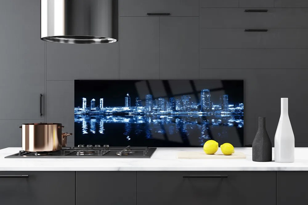 Panel Szklany do Kuchni Panorama Nowoczesnej Metropolii