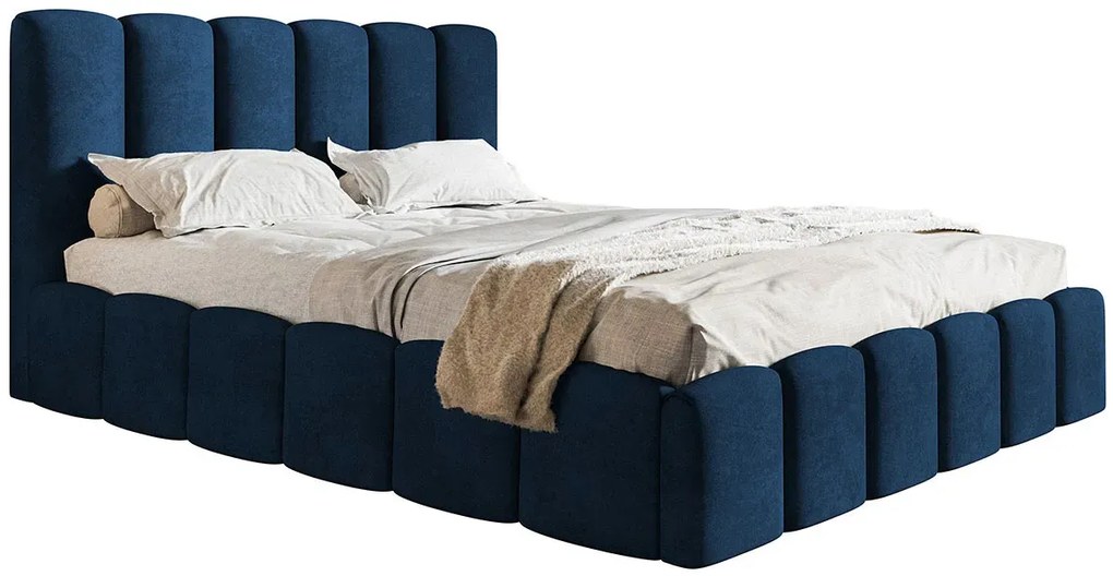 Welurowe łóżko tapicerowane z pojemnikiem 140x200 R1-N49