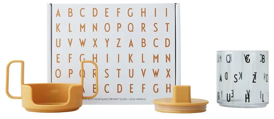 Musztardowy kubek dla dzieci Design Letters Grow With Your Cup