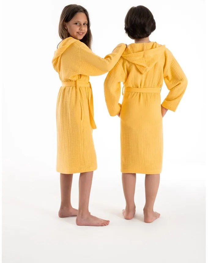 Żółty szlafrok dziecięcy muślinowy w rozmiarze 11-12 lat Muslin – Foutastic