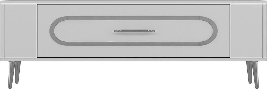 Stojak pod telewizor – 120 cm x 48,2 cm x 26,4 cm – biały i srebrny – płyta wiórowa