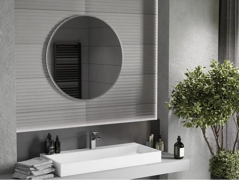 Mexen Loft lustro łazienkowe okragłe 80 cm, rama inox - 9850-080-080-000-10