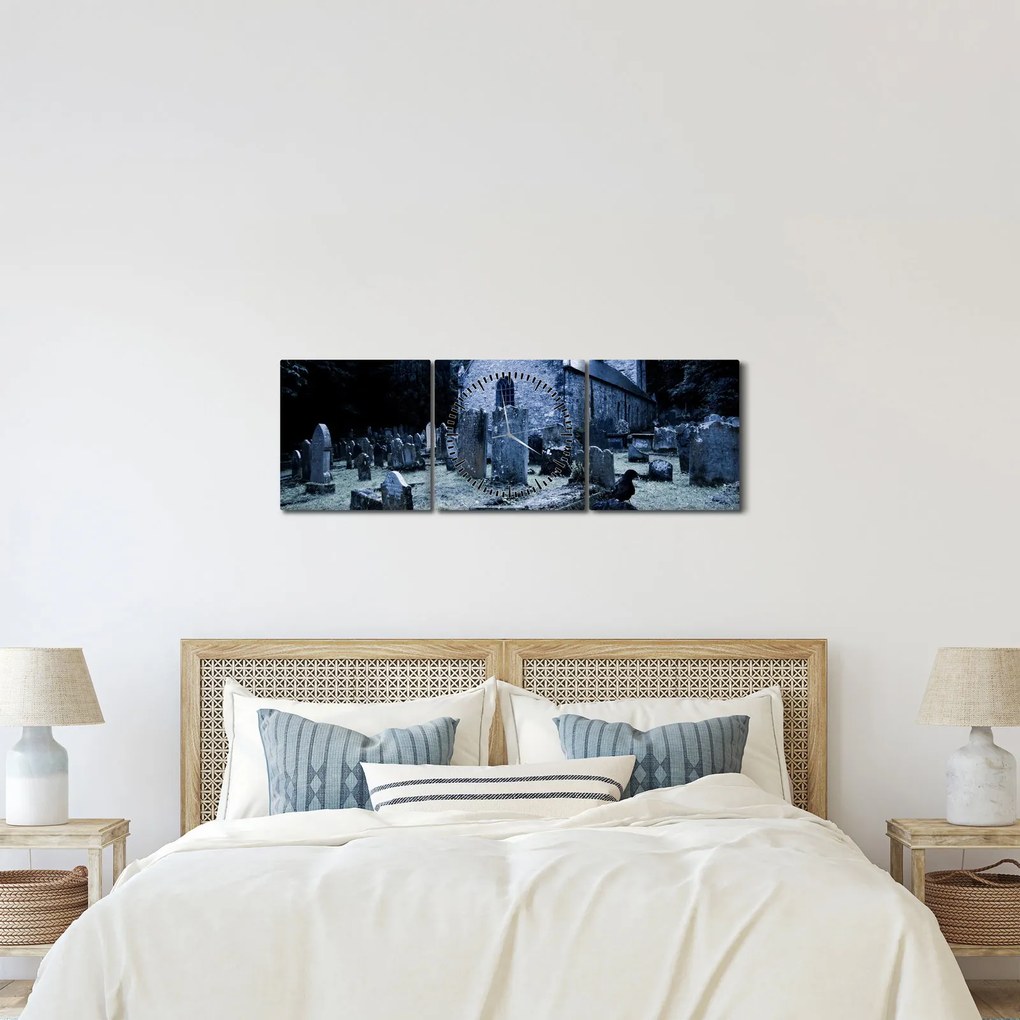 Obraz - Ciemna noc (z zegarem) (90x30 cm)