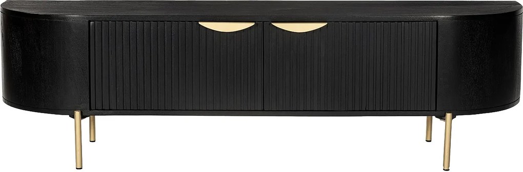 Szafka RTV 2-drzwiowa z drewna mangowca i złotego metalu - Czarny - NEVILI marki Maison Céphy