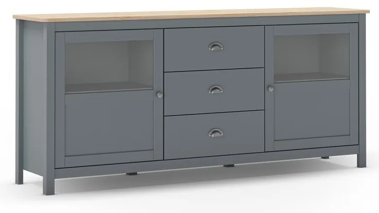 Szarozielona komoda z litego drewna sosnowego 180x80x40 cm Misti – Marckeric