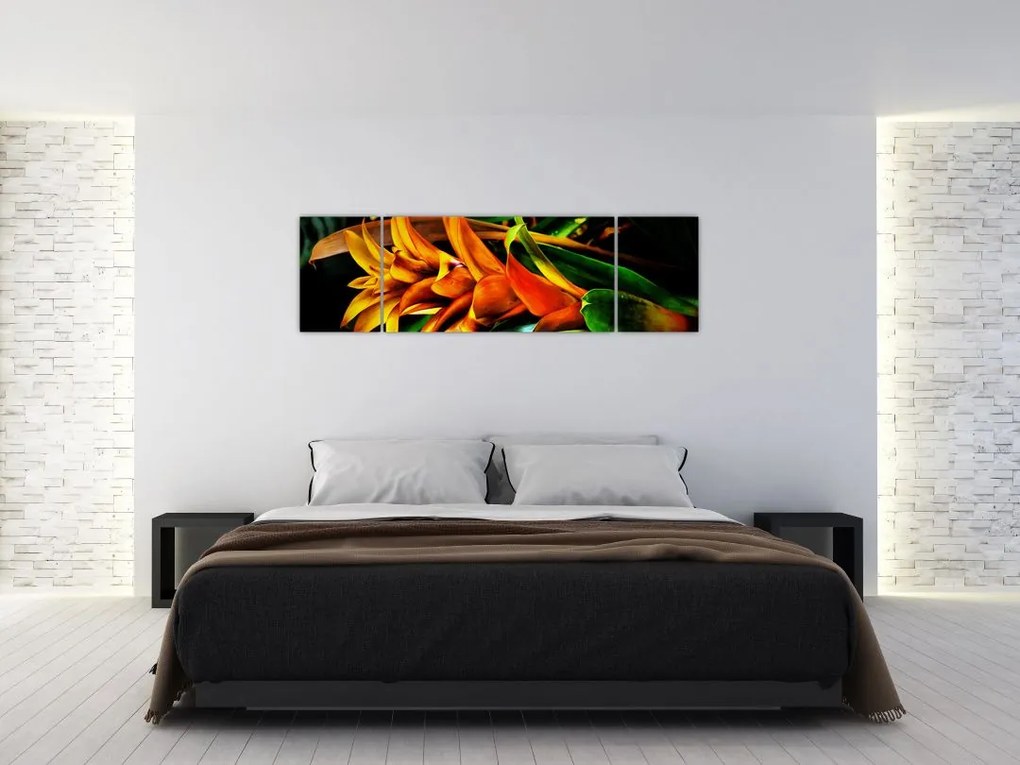 Obraz pomarańczowego kwiatu (170x50 cm)