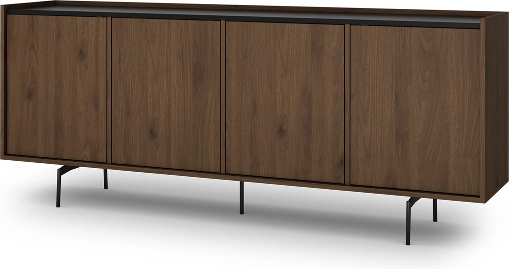 Komoda Zenar 200 cm czterodrzwiowa - orzech elegant / czarny