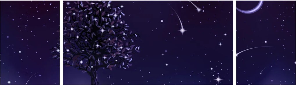 Obraz - Noc uchwycona przez ilustrację (170x50 cm)