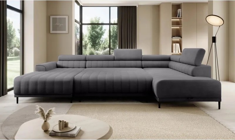 Narożnik CALDO XL Prawostronny z funkcją spania wolnostojąca w tkaninie RUN AGAIN 90 WERSAL