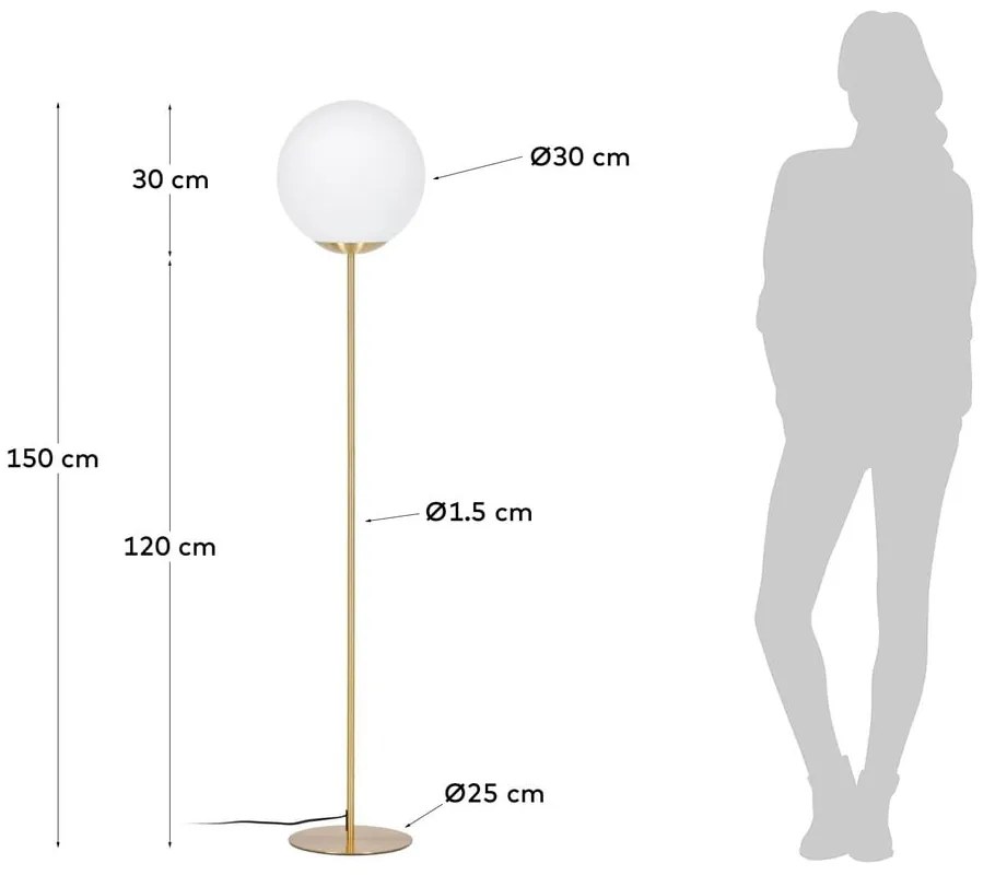 Lampa stojąca w kolorze złota ze szklanym kloszem (wys. 150 cm) Mahala – Kave Home