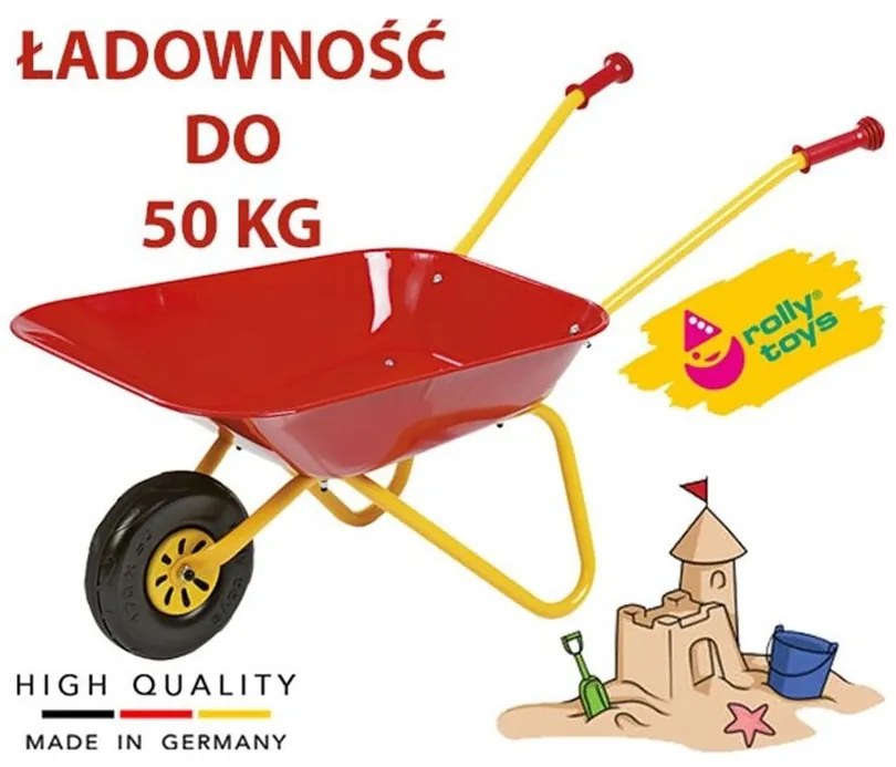Taczka dla dzieci czerwona metalowa rolly toys