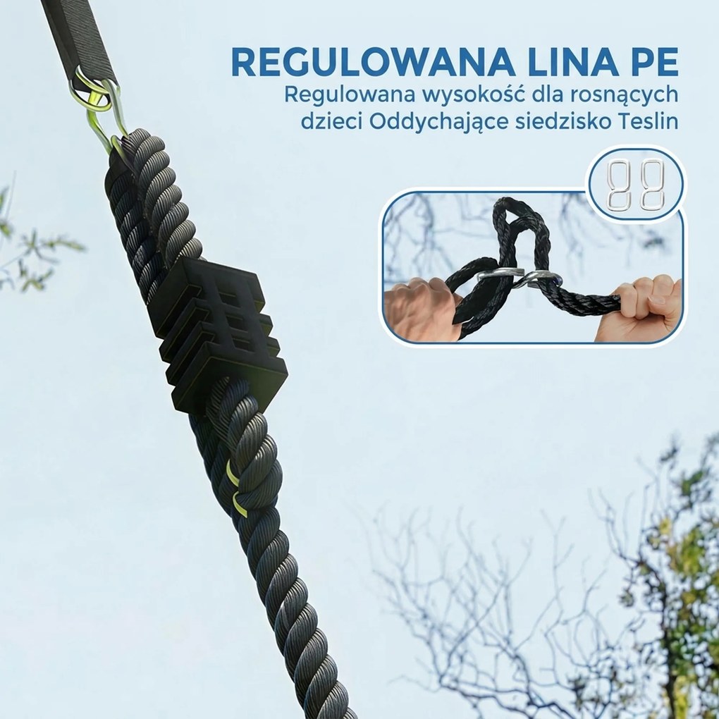 AIYAPLAY Huśtawka typu gniazdo regulowana do 300 kg z regulowanymi linami dla dzieci w wieku 3-8 lat 148x77x180 cm wielokolorowa | Aosom PL