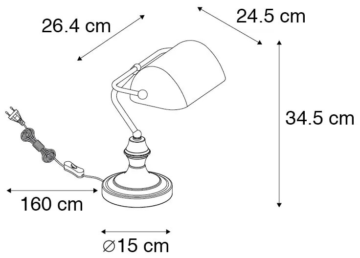 Klasyczna lampa notariusza złota z dymionym szkłem lustrzanym - Banker klasyczny/Antyczny Oswietlenie wewnetrzne