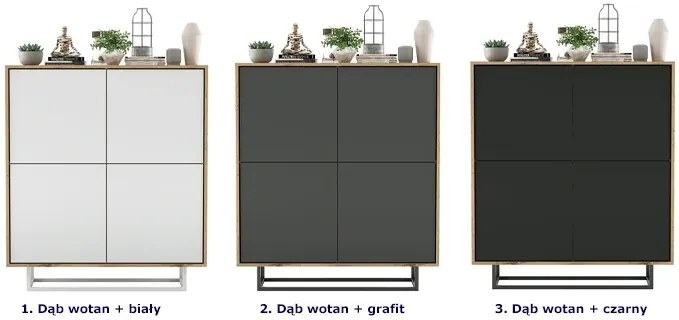 Komoda czterodrzwiowa dąb wotan + biały B7-A50