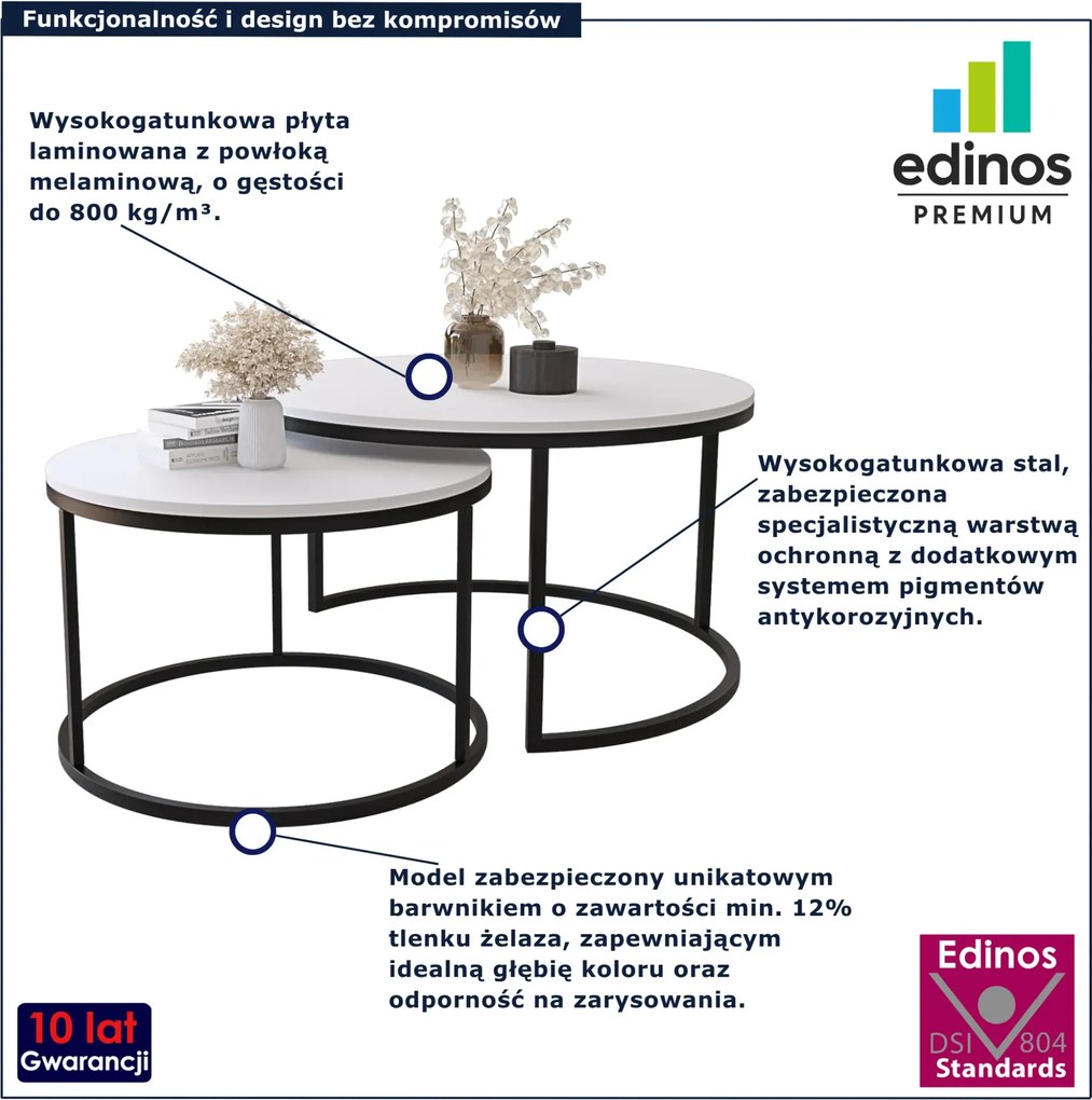 Zestaw białych okrągłych stolików kawowych Z1-S89