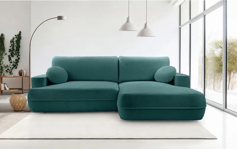 Narożnik FUEGO wolnostojący układ L strona Prawa z funkcją spania w tkaninie Bubble 14