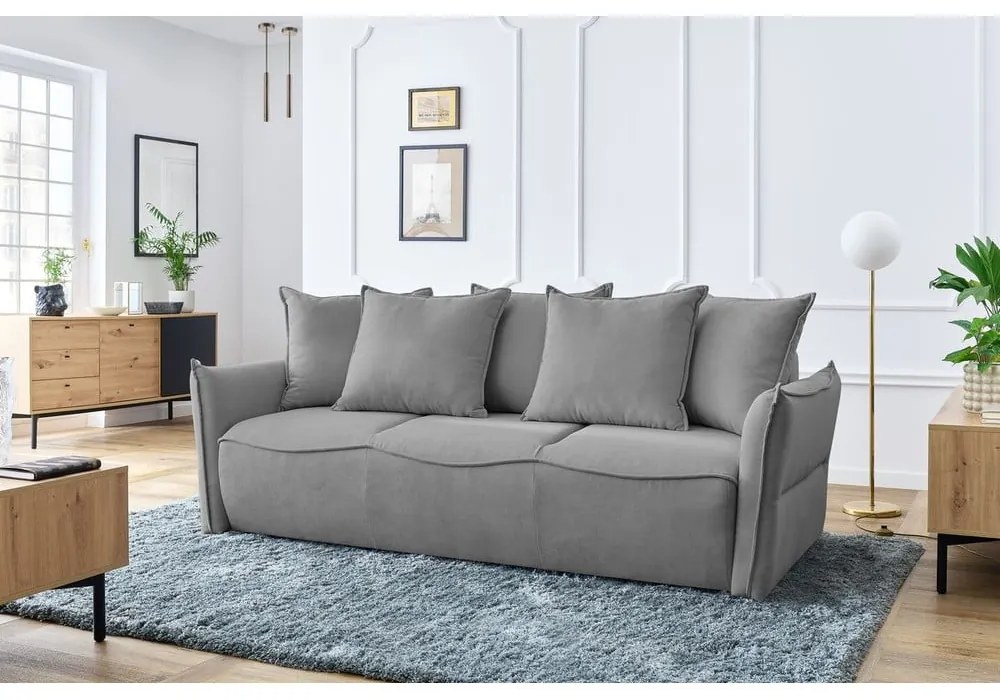 Jasnoszara rozkładana sofa 226 cm Leon – Bobochic Paris