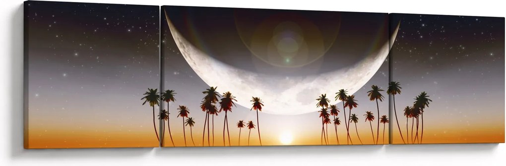 Obraz - Księżyc nad palmami (170x50 cm)