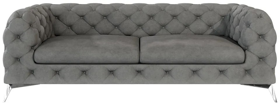 Szara aksamitna sofa 225 cm Chelsea – Ropez