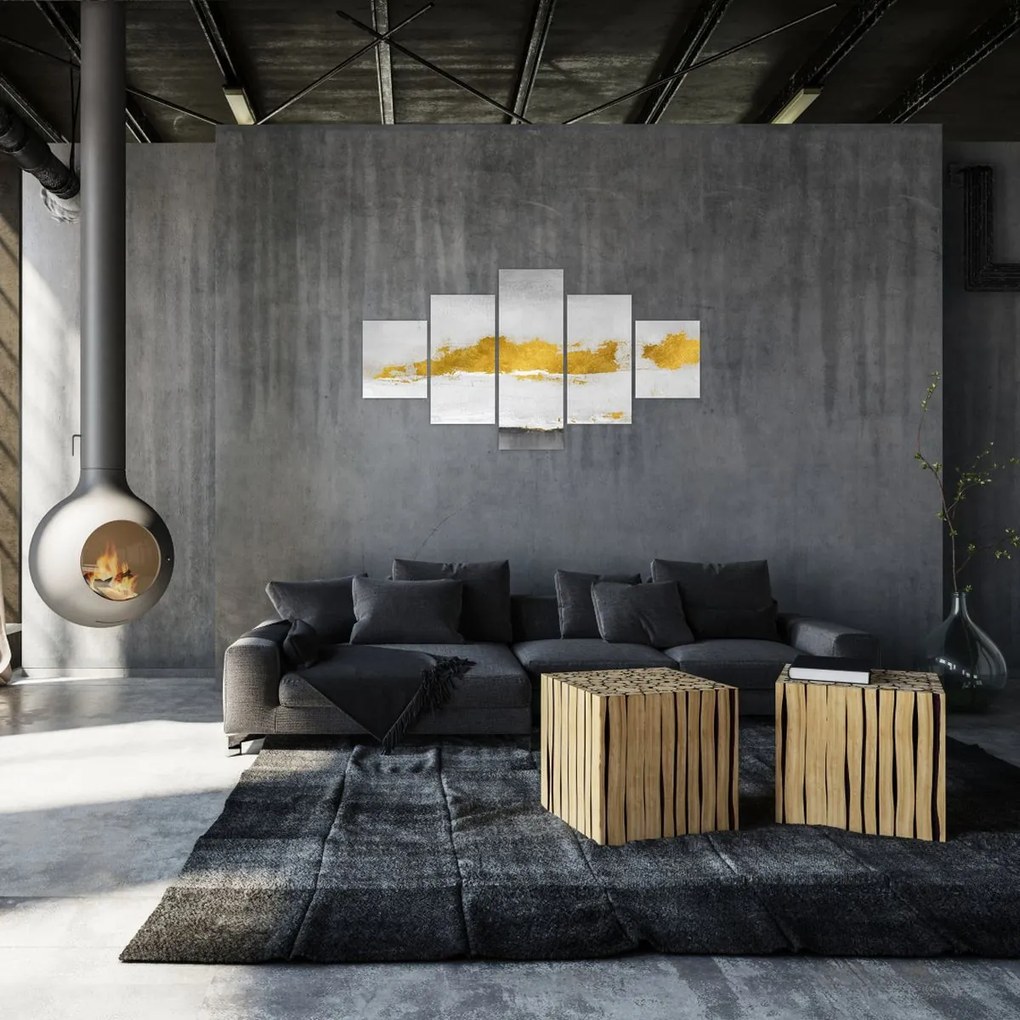 Obraz - Złote i szare pociągnięcia (125x70 cm)