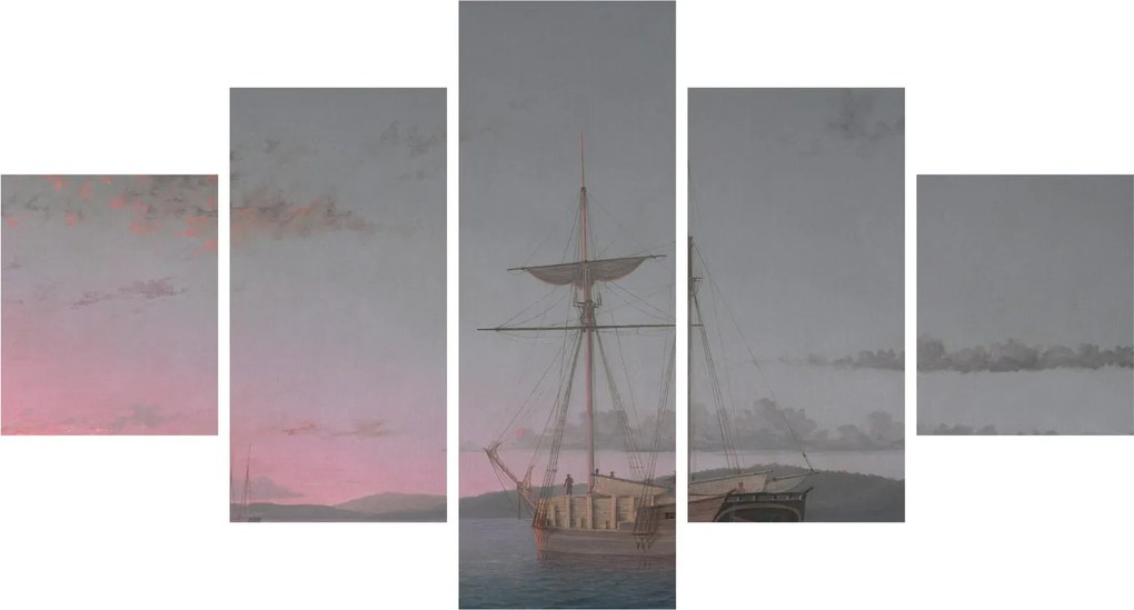 Obraz - Fitz Henry Lane, Lumber Schooners at Evening on Penobscot Bay, reprodukcje (125x70 cm)