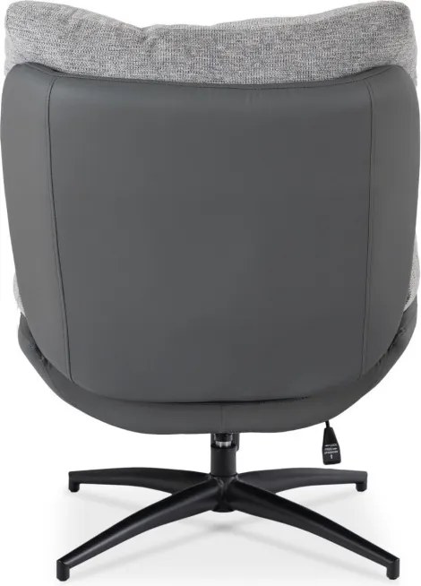 Fotel Wypoczynkowy Obrotowy FREMONT z Podnóżkiem Szary/Czarny Nowoczesny