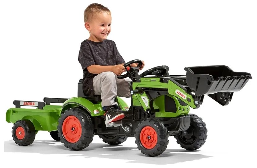 Falk traktor claas z przyczepą i łyżką na pedały