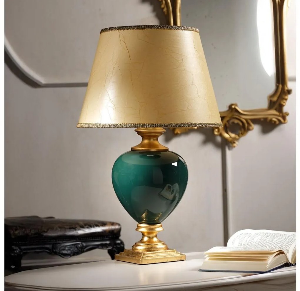 ONLI - Lampa stołowa AMADEUS 1xE27/15W/230V 72 cm zielona/złota