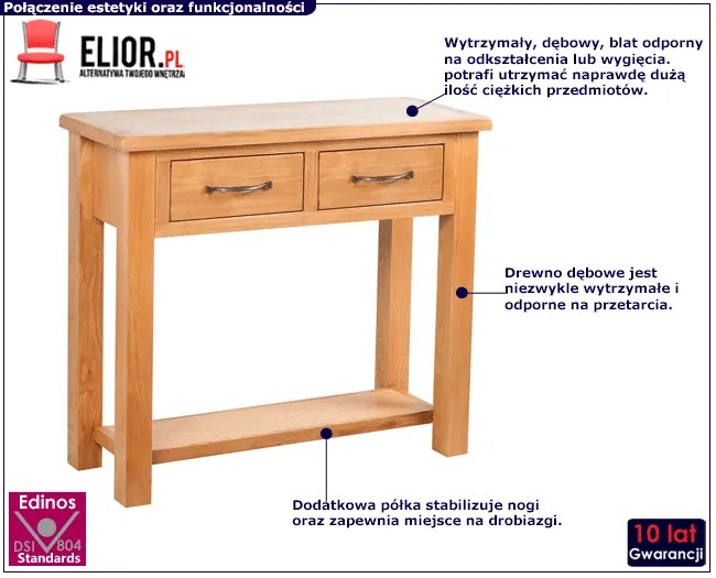 Dębowa konsola z szufladami - Ebis