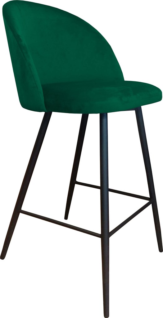 Hoker Colin krzesło barowe tkanina Welur podstawa metalowa : Kolor nogi - Czarna stożek, Kolor tkaniny - VELVET - MG25, Typ siedziska - Siedzisko stałe