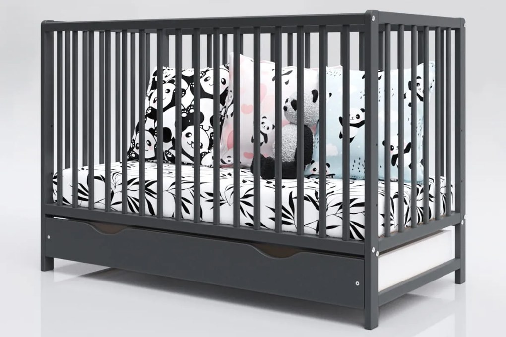 Łóżeczko Dominik antracyt 120x60 z szufladą