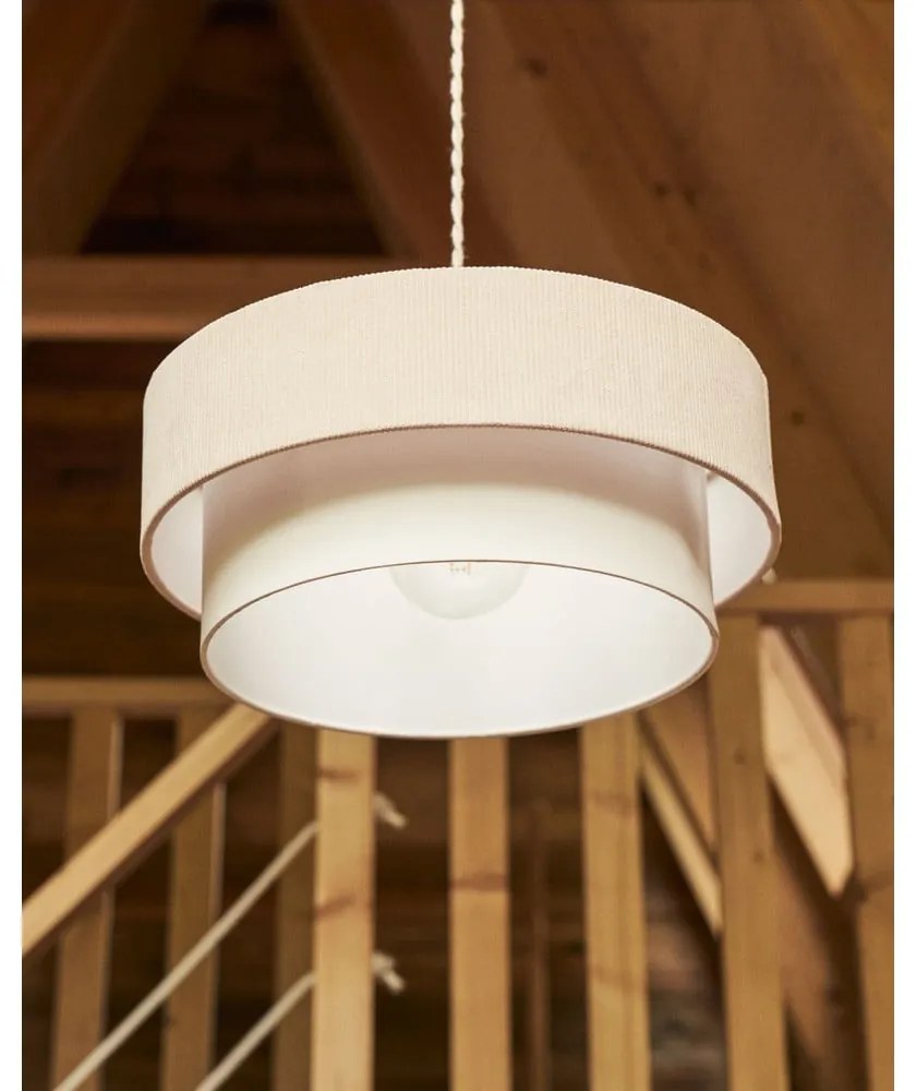 Biała/beżowa lampa wisząca z tekstylnym kloszem ø 40 cm Bianella – Kave Home