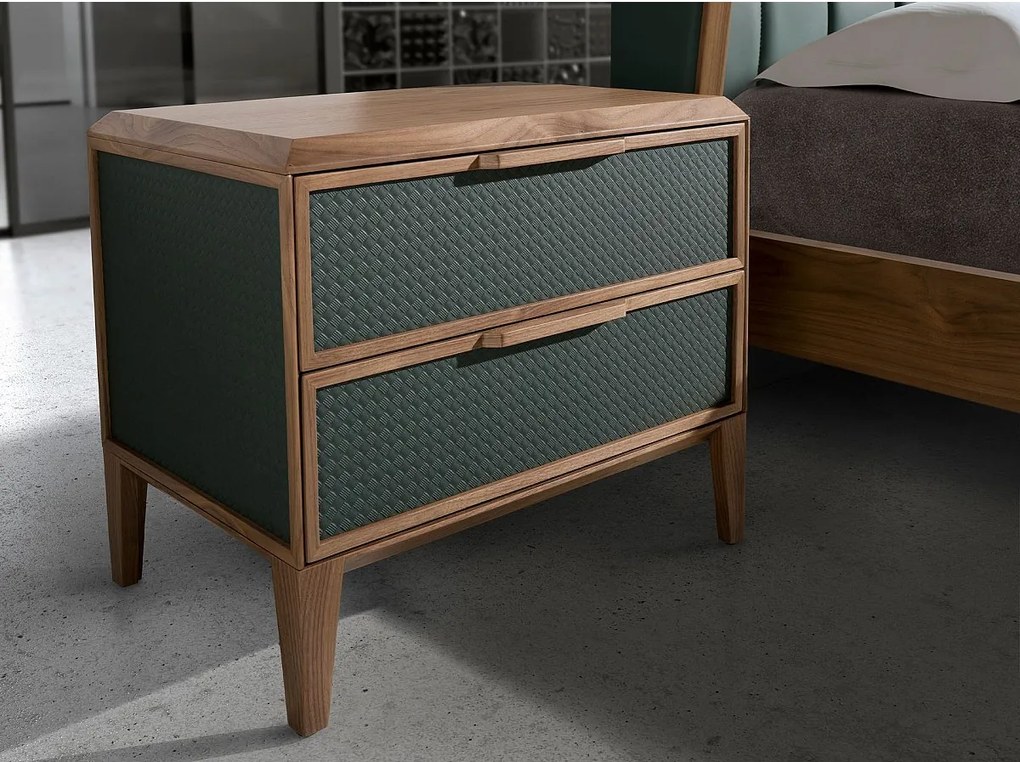 Ciemnozielony stolik nocny z PVC i orzecha włoskiego 7149 ANGEL CERDA