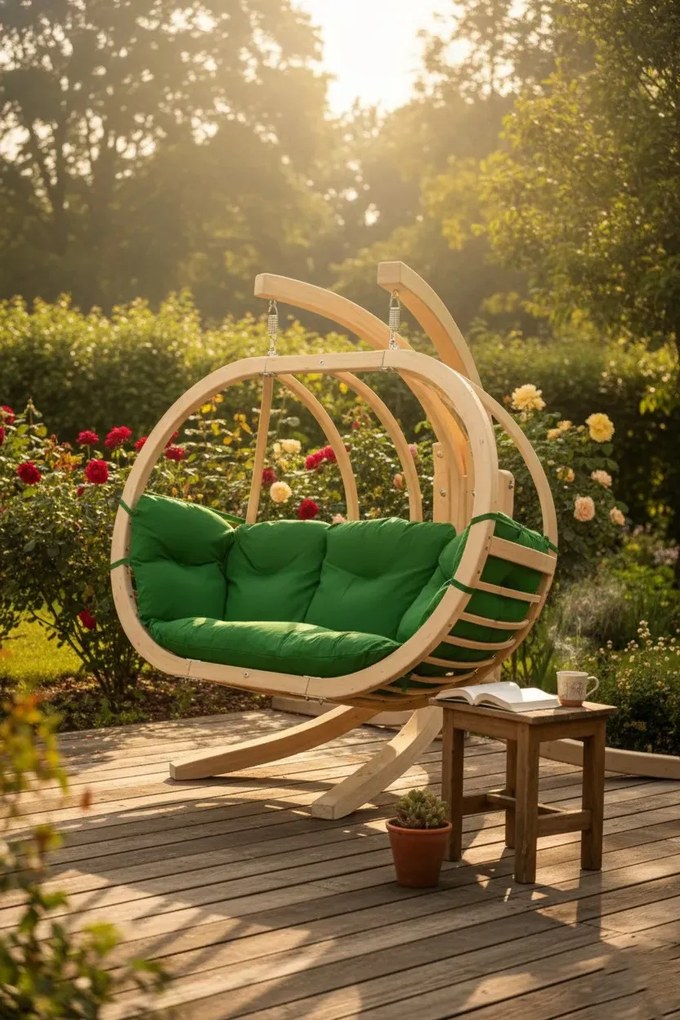 Zielony fotel kula do ogrodu D6-Z15