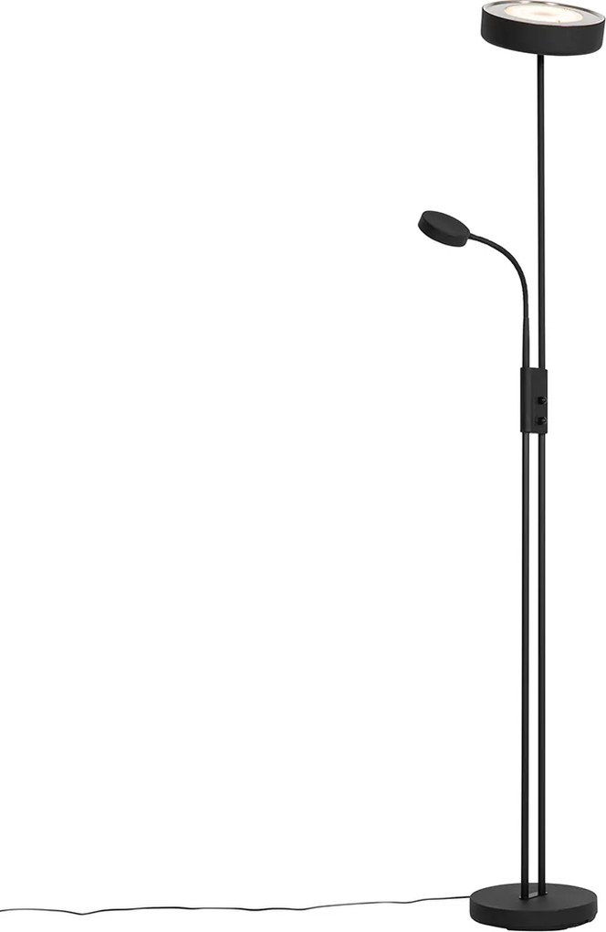 Lampa stojąca czarna w tym LED i ściemniacz z lampką do czytania - Kelso