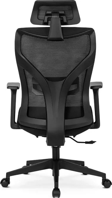 Fotel Biurowy Ergonomiczny Obrotowy SPIRAL Czarny z Zagłówkiem do Pracy