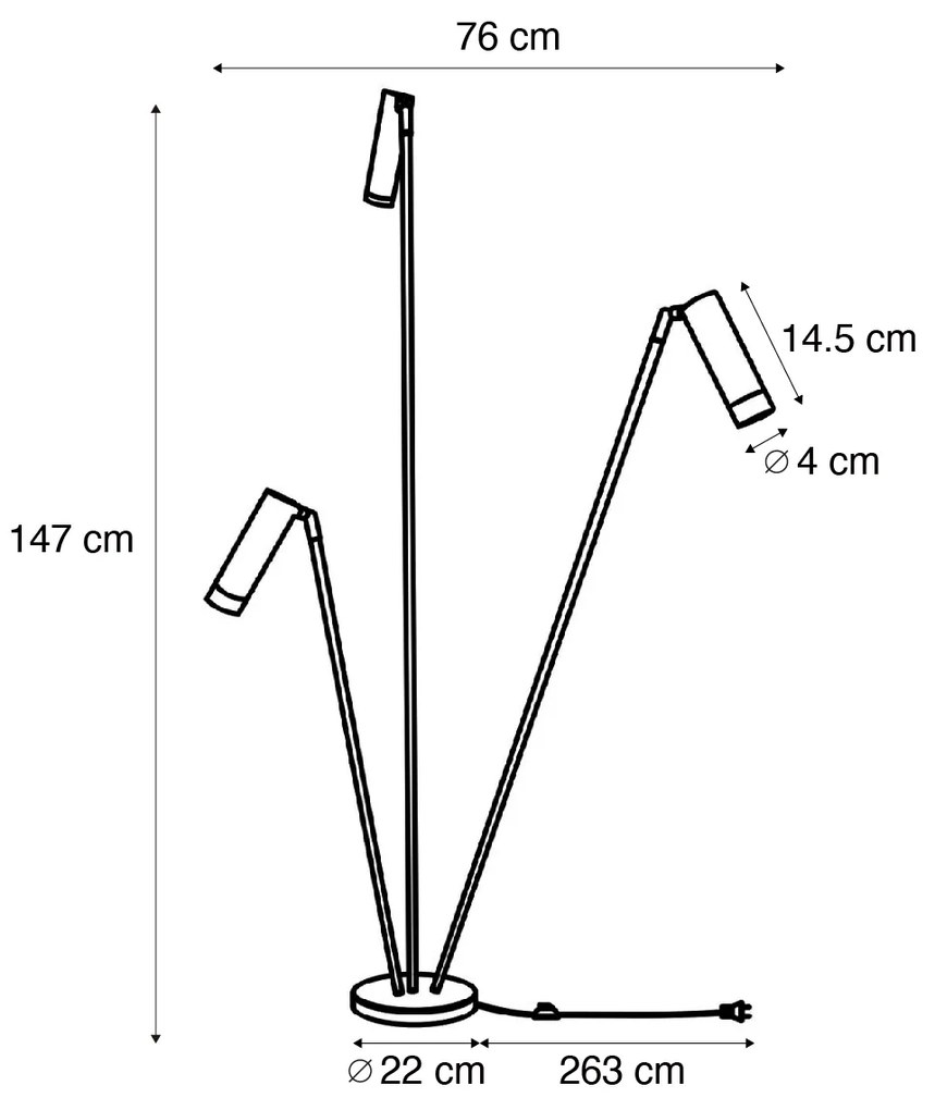 Moderne vloerlamp zwart 3-lichts GU10 35mm - Thomas Nowoczesny Oswietlenie wewnetrzne