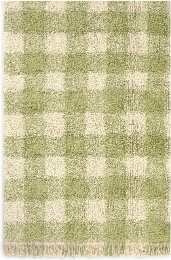 Zielony bawełniany dywan dziecięcy tkany ręcznie odpowiedni do prania 90x120 cm Vichy – Lorena Canals