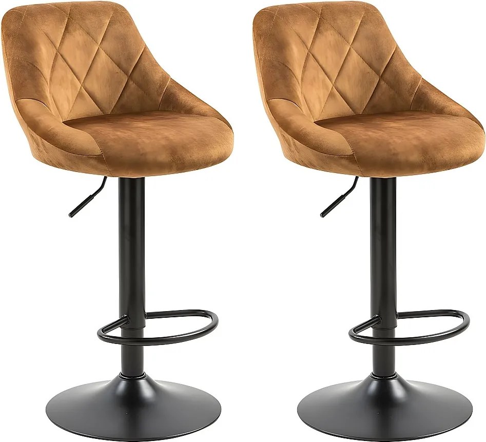 Zestaw 2 krzeseł barowych z regulacją wysokości - materiał i metal - ciemnożółty - TRACER