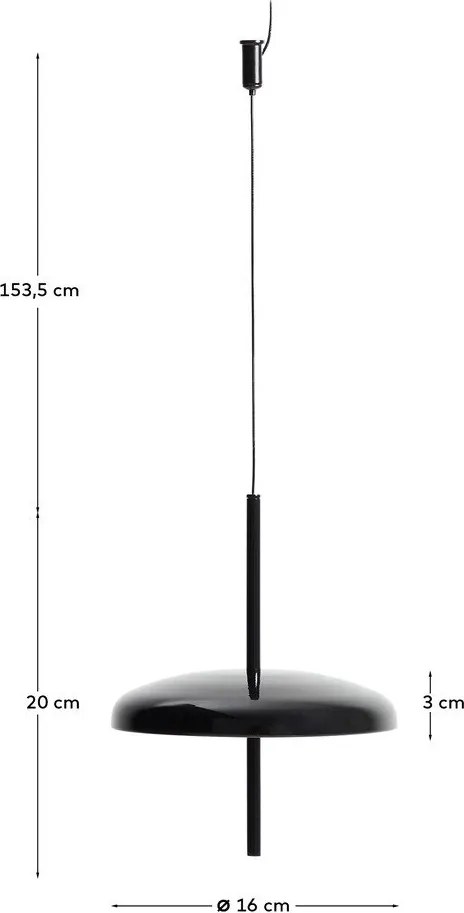 Czarna lampa sufitowa LED ze ściemniaczem z metalowym kloszem ø 16 cm Porte – Kave Home