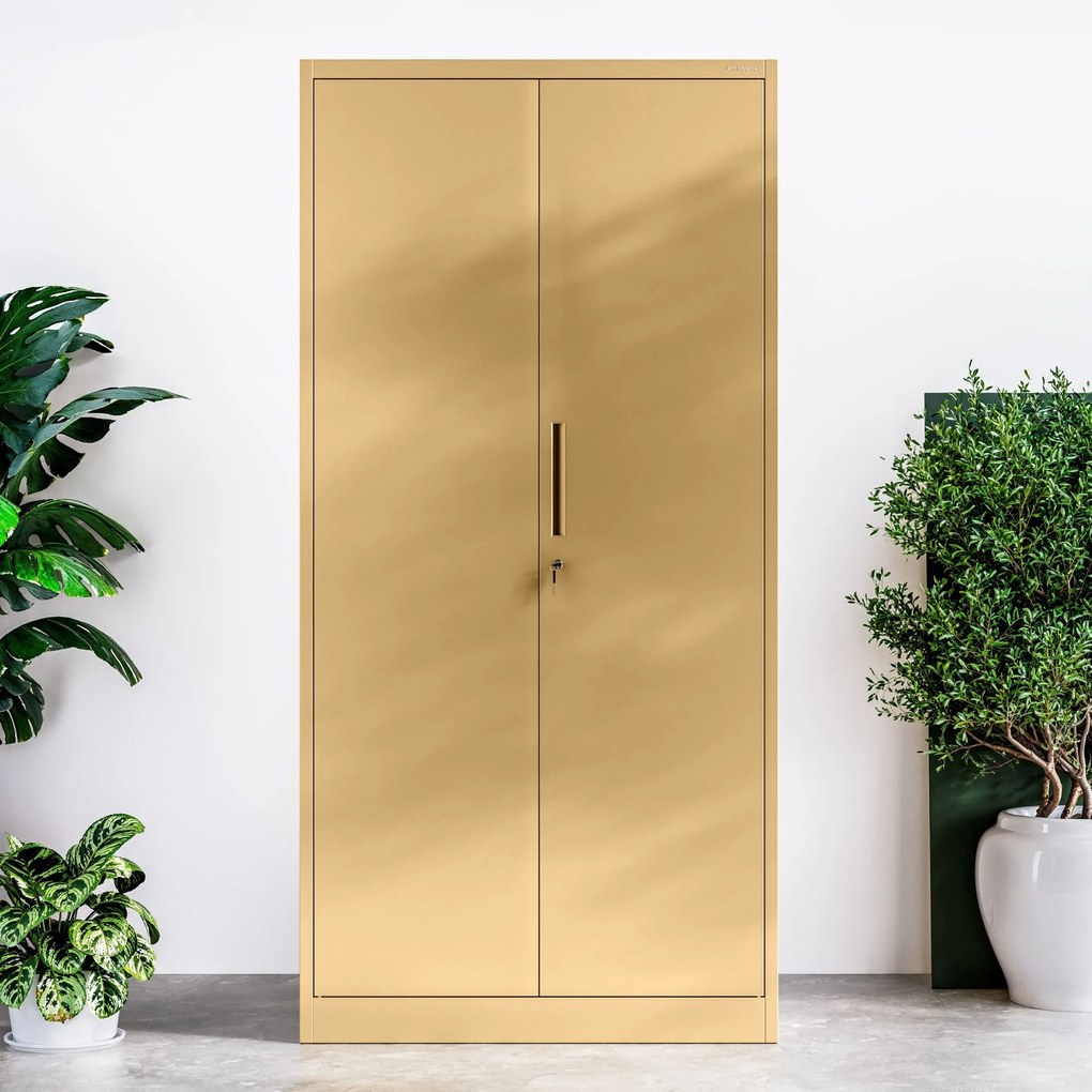 Szafa biurowa na dokumenty z zamkiem beżowa: Fresh Style JAN, 900 x 1850 x 400 mm