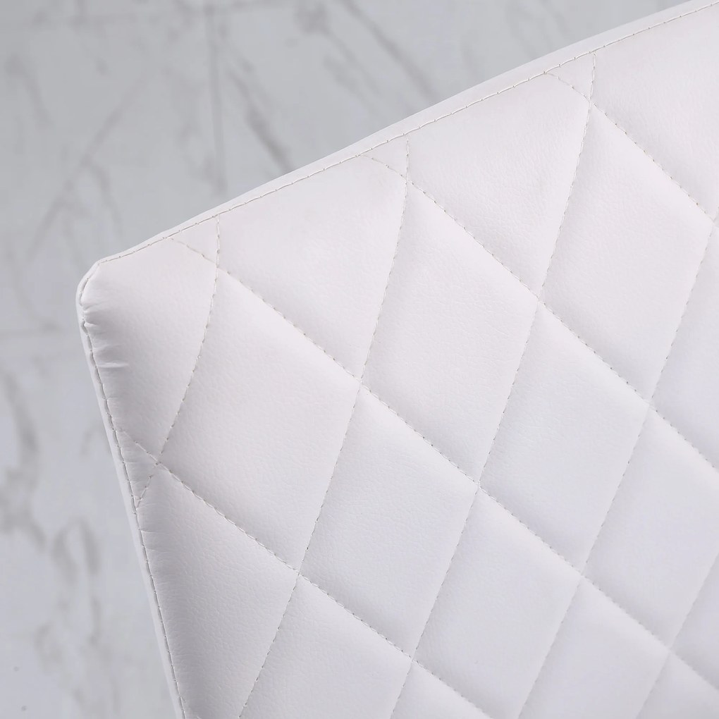 HOMCOM Krzesła do jadalni w zestawie 4 szt., krzesło kuchenne z oparciem, ekoskóra, krzesło do salonu z poduszką pod stopy, krzesła, krzesło tapicerowane z metalowymi nogami do stołu, biały