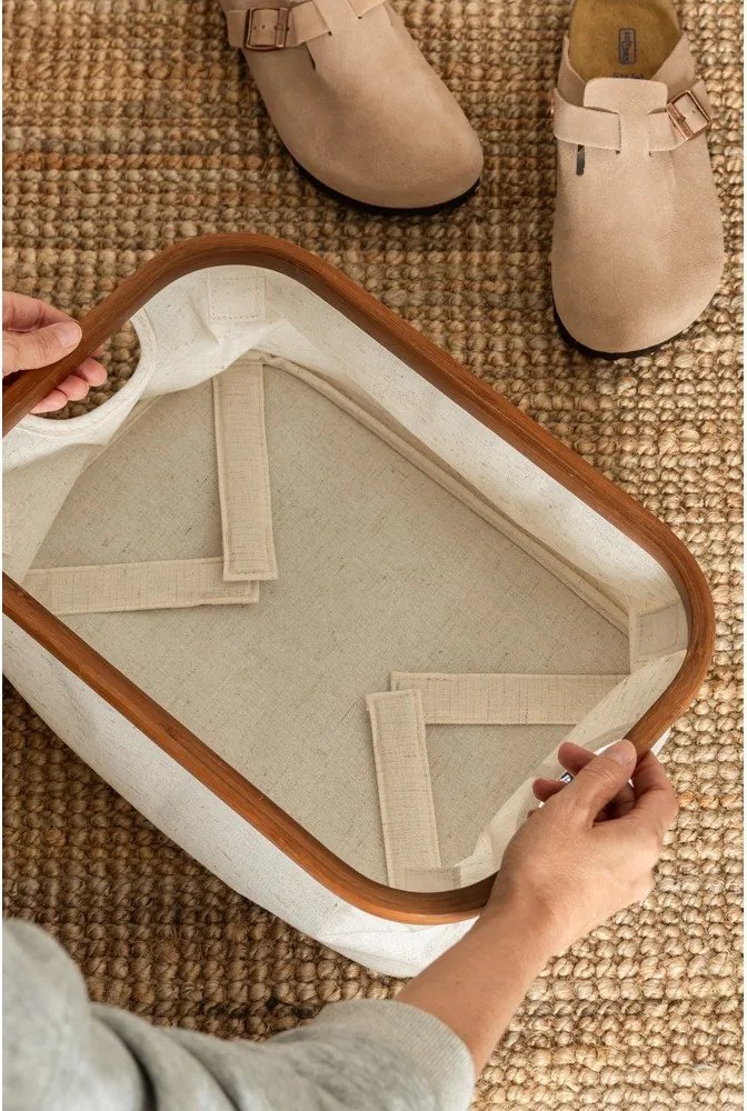 Kremowy tekstylny pojemnik 38x26x16 cm Bamboo/Linen – Bigso