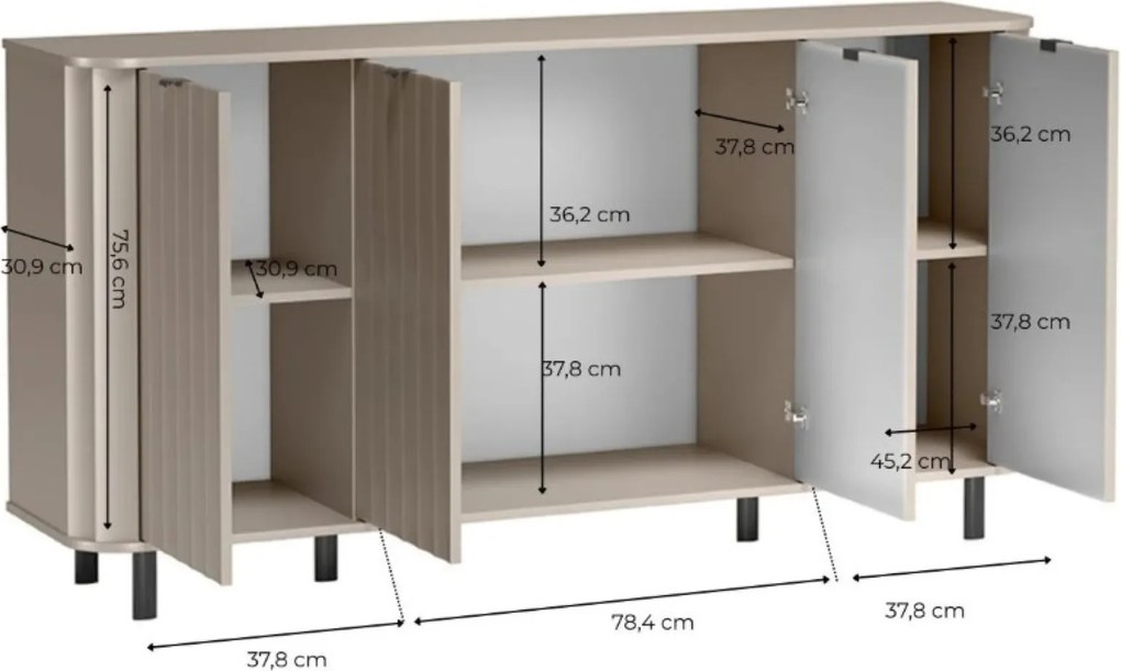Komoda MODERNO 176,5 cm do Salonu Sypialni Biały