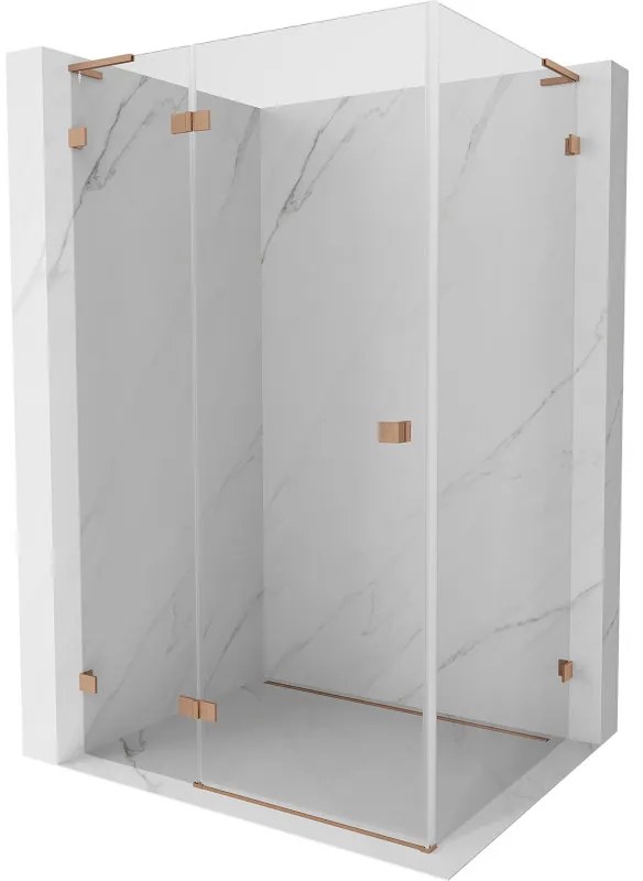 Mexen Lunar L kabina prysznicowa uchylna lewa 85 x 80 cm, transparent, miedź szczotkowana - 834L-085-080-65-00-L